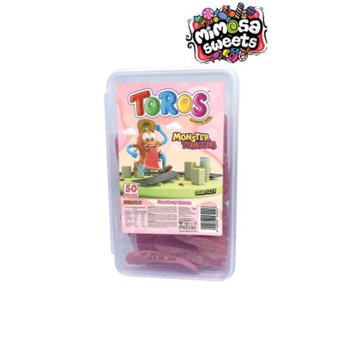 Toros Gummy Jelly Monster Tongues Sour Fizzy Strawberry Tub 50's