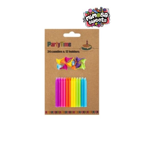 Party Time 24 Candles & 12 Holders