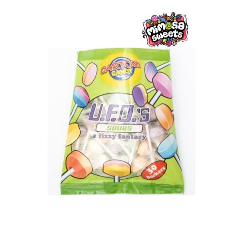 Cartoon Candy UFO'S Sour Lollipops Wrapped 30's
