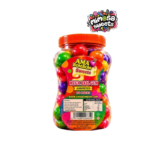 Ama Bom Mega Ballgum Jar Assorted 50's
