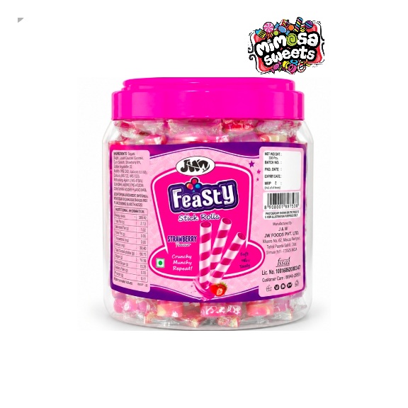 Jwd Feasty Wafer Stick Roll Strawberry 50's