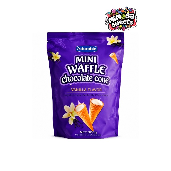 Adorable Mini Waffle Chocolate Cone Vanilla 300g